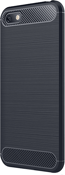 Huawei Y5 2018 ütésálló szilikon tok szálcsiszolt-karbon minta légpárnás sarok sötétkék