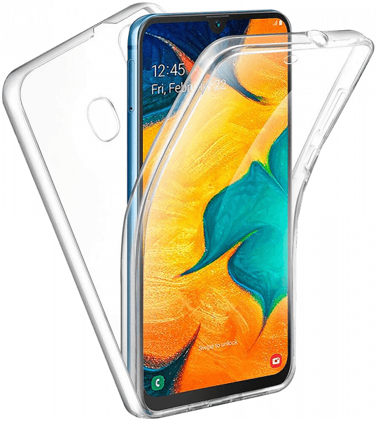 Samsung Galaxy A20 (SM-205) kemény hátlap szilikon előlap 360 ° védelem átlátszó