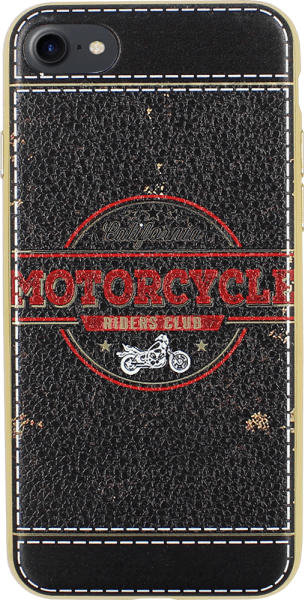 Apple iPhone 8 szilikon tok bőrhatású california motorcycle mintás piros/fekete