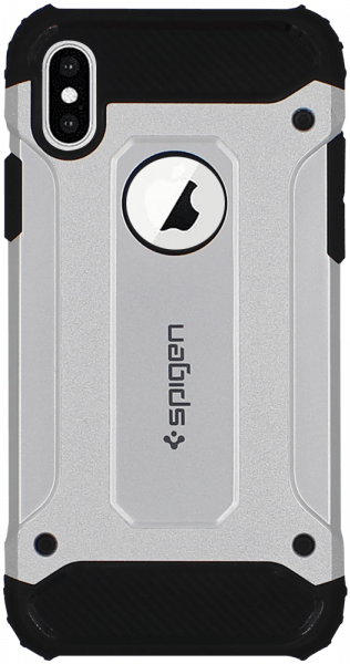 Apple iPhone X ütésálló tok gyári SGP logó kihagyós légpárnás sarkas, hibrid Forcell Armor ezüst