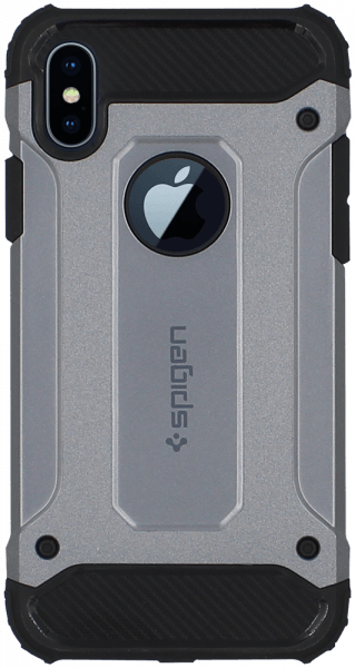 Apple iPhone X ütésálló tok gyári SGP logó kihagyós légpárnás sarkas, hibrid Forcell Armor ezüst