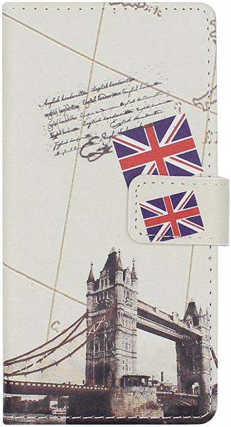 Sony Xperia XZ (F8331) oldalra nyíló flipes bőrtok Tower Bridge mintás fehér