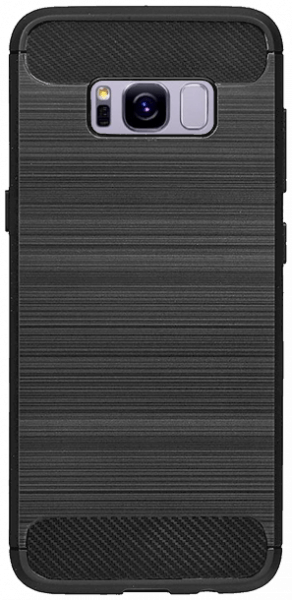 Samsung Galaxy S8 (G950) ütésálló szilikon tok szálcsiszolt-karbon minta légpárnás sarok fekete