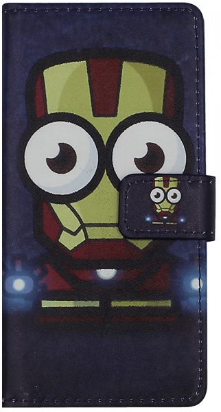 Sony Xperia XZ (F8331) oldalra nyíló flipes bőrtok vasember mintás sötétkék