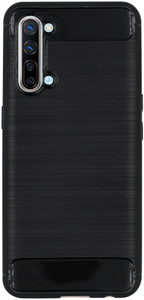 Oppo Find X2 Lite ütésálló szilikon tok szálcsiszolt-karbon minta légpárnás sarok fekete