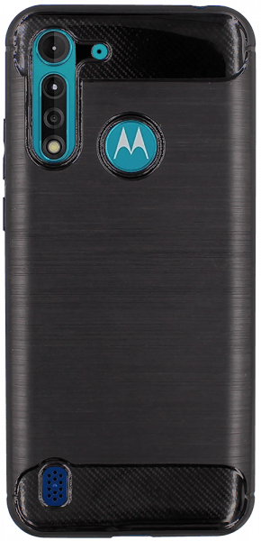 Motorola Moto G8 Power Lite ütésálló szilikon tok szálcsiszolt-karbon minta légpárnás sarok fekete