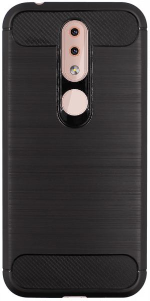 Nokia 4 2019 (4.2) ütésálló szilikon tok szálcsiszolt-karbon minta légpárnás sarok fekete