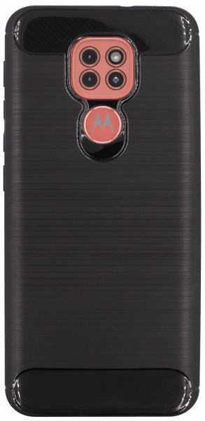 Motorola Moto G9 Play ütésálló szilikon tok szálcsiszolt-karbon minta légpárnás sarok fekete
