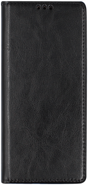 Oppo A73 5G oldalra nyíló flipes bőrtok valódi bőr fekete