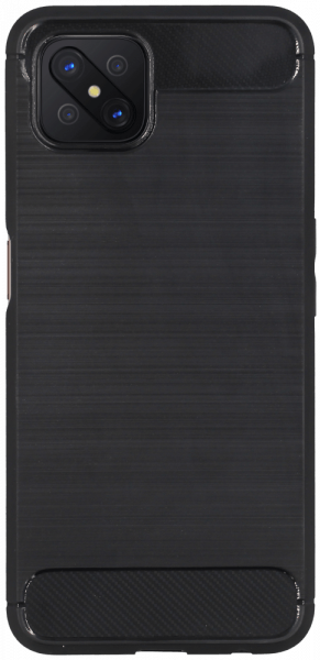 Oppo Reno4 Z 5G ütésálló szilikon tok szálcsiszolt-karbon minta légpárnás sarok fekete