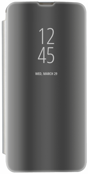 Huawei Y6 Pro 2019 oldalra nyíló flipes bőrtok Smart Clear View ezüst