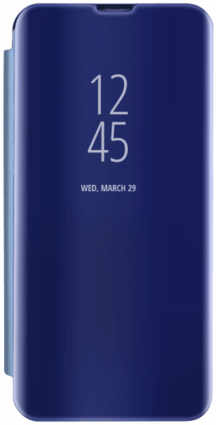 Huawei Honor Play 8A oldalra nyíló flipes bőrtok Smart Clear View sötétkék