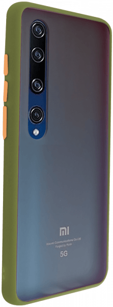 Xiaomi Mi 10 5G kemény hátlap Vennus Button Bumper olivazöld