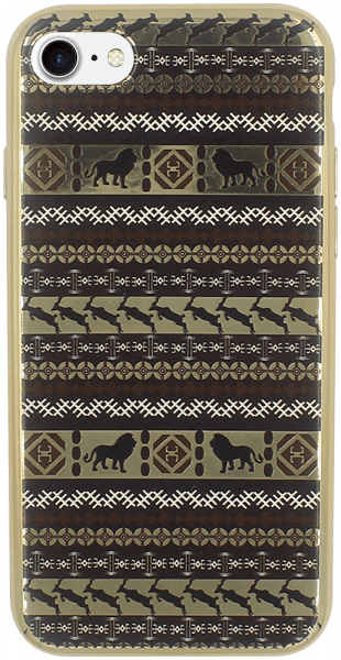 Apple iPhone 8 szilikon tok arany oroszlán mintás fekete/arany