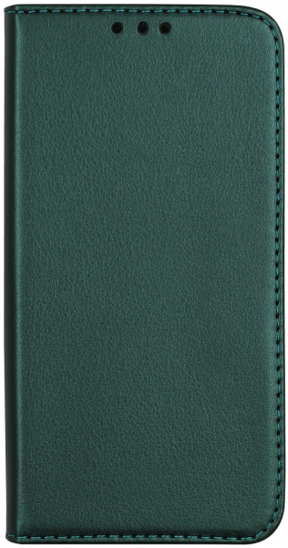 Huawei Y5P oldalra nyíló flipes bőrtok asztali tartó funkciós sötétzöld