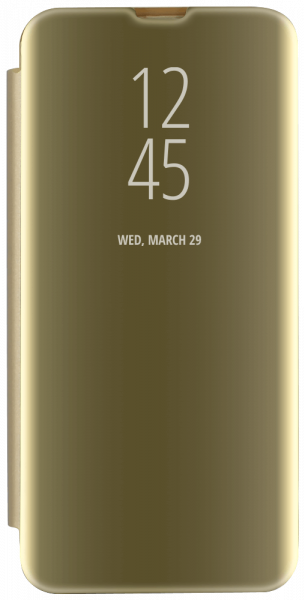 Samsung Galaxy J3 2017 (J330) oldalra nyíló flipes bőrtok Smart Clear View arany