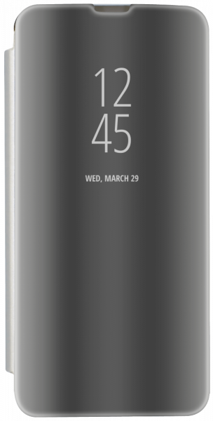 Huawei P Smart Pro 2019 oldalra nyíló flipes bőrtok Smart View Cover ezüst