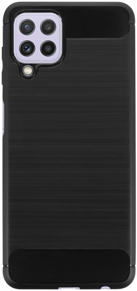 Samsung Galaxy A22 4G (SM-A225F) ütésálló szilikon tok szálcsiszolt-karbon minta légpárnás sarok fekete