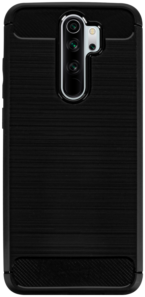 Xiaomi Redmi Note 8 Pro ütésálló szilikon tok szálcsiszolt-karbon minta légpárnás sarok fekete