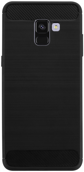 Samsung Galaxy A8 Plus 2018 Dual (A730) ütésálló szilikon tok szálcsiszolt-karbon minta légpárnás sarok fekete