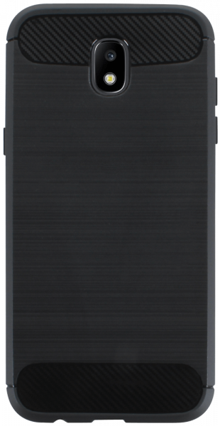 Samsung Galaxy J5 2017 (J530) ütésálló szilikon tok szálcsiszolt-karbon minta légpárnás sarok fekete