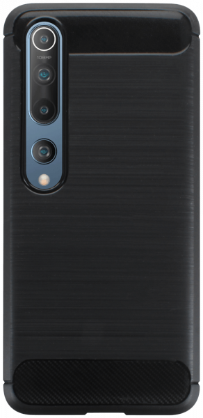 Xiaomi Mi 10 Pro 5G ütésálló szilikon tok szálcsiszolt-karbon minta légpárnás sarok fekete