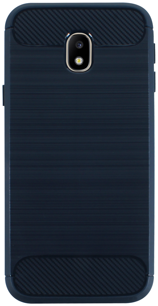 Samsung Galaxy J3 2017 (J330) ütésálló szilikon tok szálcsiszolt-karbon minta légpárnás sarok sötétkék