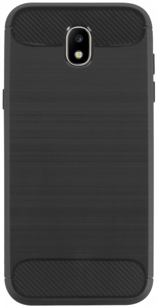 Samsung Galaxy J3 2017 (J330) ütésálló szilikon tok szálcsiszolt-karbon minta légpárnás sarok grafit színű