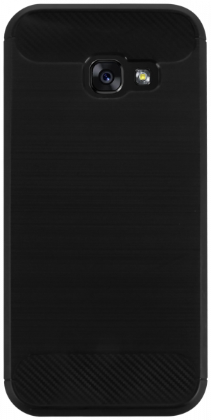 Samsung Galaxy A3 2017 (A320) ütésálló szilikon tok szálcsiszolt-karbon minta légpárnás sarok fekete