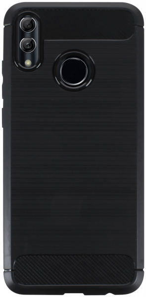 Huawei Honor 10 Lite ütésálló szilikon tok szálcsiszolt-karbon minta légpárnás sarok fekete