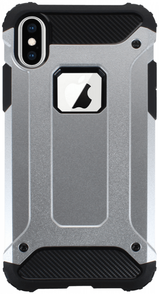 Apple iPhone X ütésálló tok légpárnás sarkas, hibrid Forcell Armor logó kihagyós ezüst