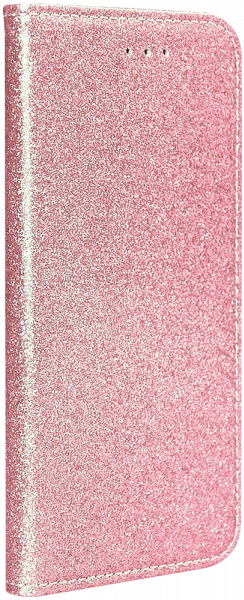 Xiaomi Mi 10T 5G oldalra nyíló flipes bőrtok csillámos rozéarany