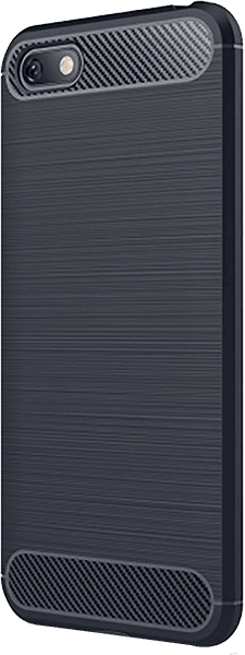 Huawei Y5 Lite 2018 ütésálló szilikon tok szálcsiszolt-karbon minta légpárnás sarok sötétkék