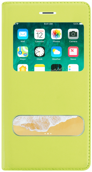 Apple iPhone 6S oldalra nyíló flipes bőrtok S-View Cover zöld