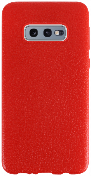 Samsung Galaxy S10e (SM-G970) szilikon tok bőrhatású piros