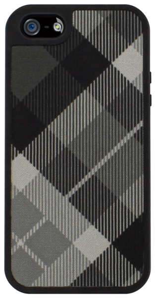 Apple iPhone 5 kemény hátlap négyzet minta, textil hatás szürke/fekete