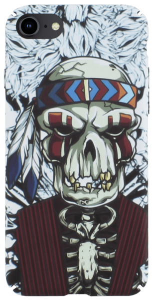 Apple iPhone 7 kemény hátlap gumírozott, indián koponya mintás piros