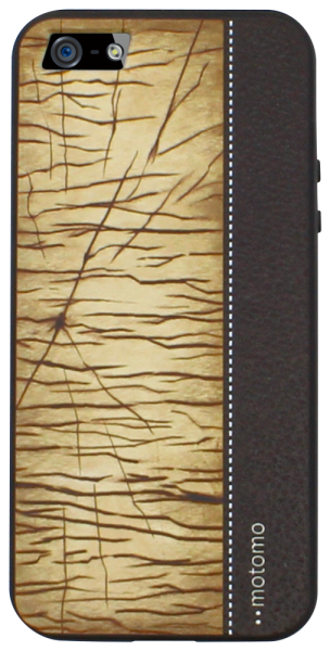 Apple iPhone 5 kemény hátlap gyári MOTOMO farönk mintás bőrhatású barna