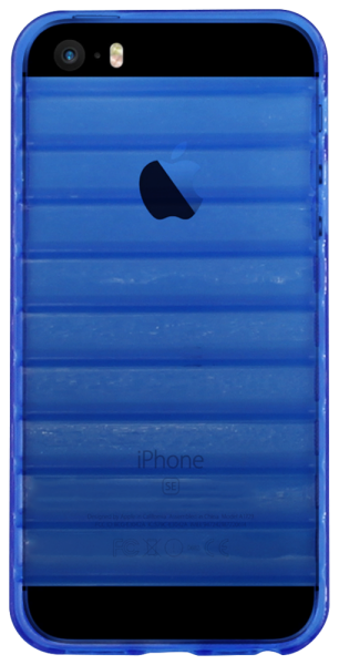 Apple iPhone 5S szilikon tok vízszintes barázdákkal átlátszó kék