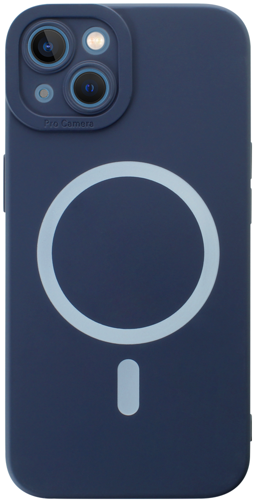 Apple iPhone 13 szilikon tok gyári MagSafe kameravédővel sötétkék