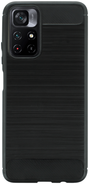 Xiaomi Redmi Note 11S 5G ütésálló szilikon tok szálcsiszolt-karbon minta légpárnás sarok fekete