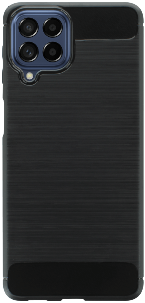 Samsung Galaxy M53 (SM-M536B) ütésálló szilikon tok szálcsiszolt-karbon minta légpárnás sarok fekete