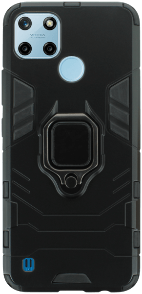 Realme C25Y ütésálló tok légpárnás sarkas, hibrid Ring Armor fekete