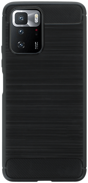 Xiaomi Poco X3 GT ütésálló szilikon tok szálcsiszolt-karbon minta légpárnás sarok fekete