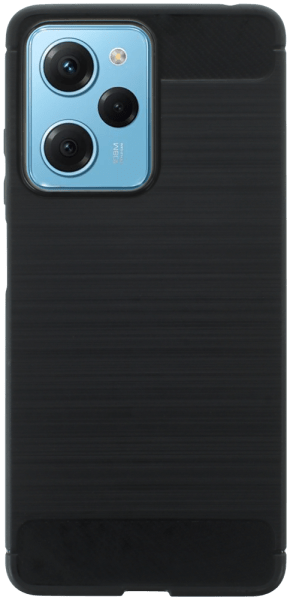 Xiaomi Poco X5 Pro ütésálló szilikon tok szálcsiszolt-karbon minta légpárnás sarok fekete