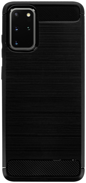 Samsung Galaxy S20 Plus 5G (SM-G986F) ütésálló szilikon tok szálcsiszolt-karbon minta légpárnás sarok fekete