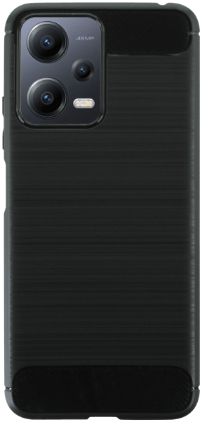 Xiaomi Poco X5 ütésálló szilikon tok szálcsiszolt-karbon minta légpárnás sarok fekete