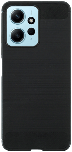 Xiaomi Redmi Note 12 4G ütésálló szilikon tok szálcsiszolt-karbon minta légpárnás sarok fekete
