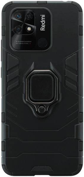 Xiaomi Redmi 10C ütésálló tok légpárnás sarkas, hibrid Ring Armor fekete