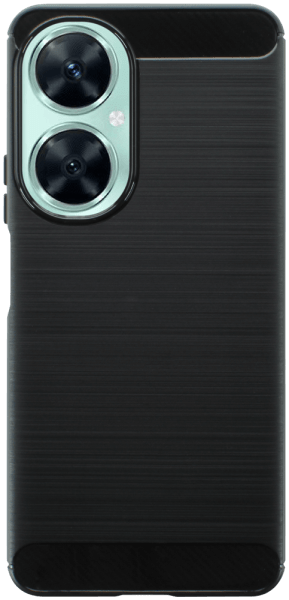 Huawei Nova 11i ütésálló szilikon tok szálcsiszolt-karbon minta légpárnás sarok fekete